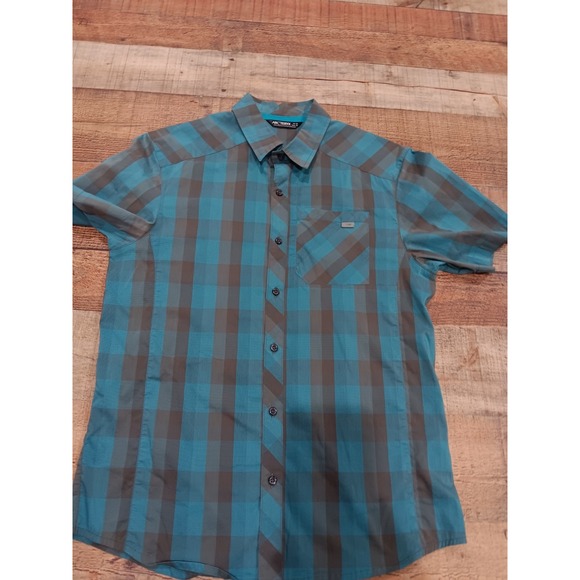 Arc'teryx Peakline Shirt Mens Medium Blue Gray Plaid Short Sleeve Button Up 2168 - Picture 7 of 9